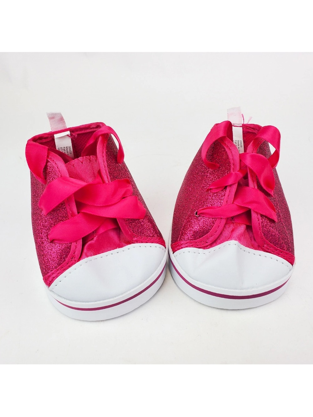 Build a Bear Hot Pink Glitter/Sequins Sneakers/Tennis Gym Shoes Ribbon Laces